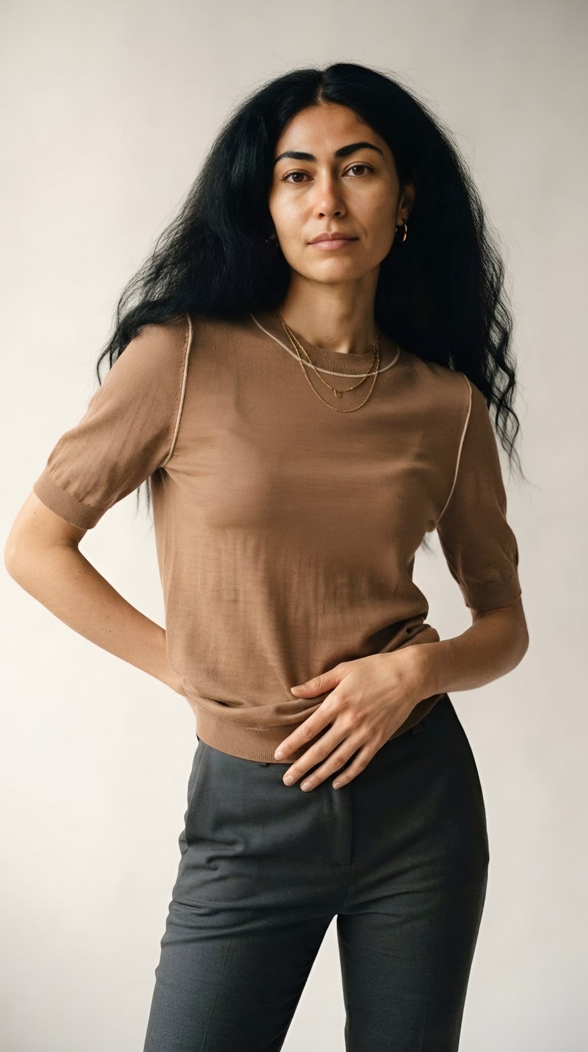 Nervuré Cap Sleeve Knit Sweater