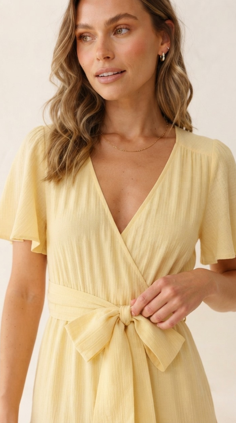 Citrine Flutter Sleeve Maxi Dress