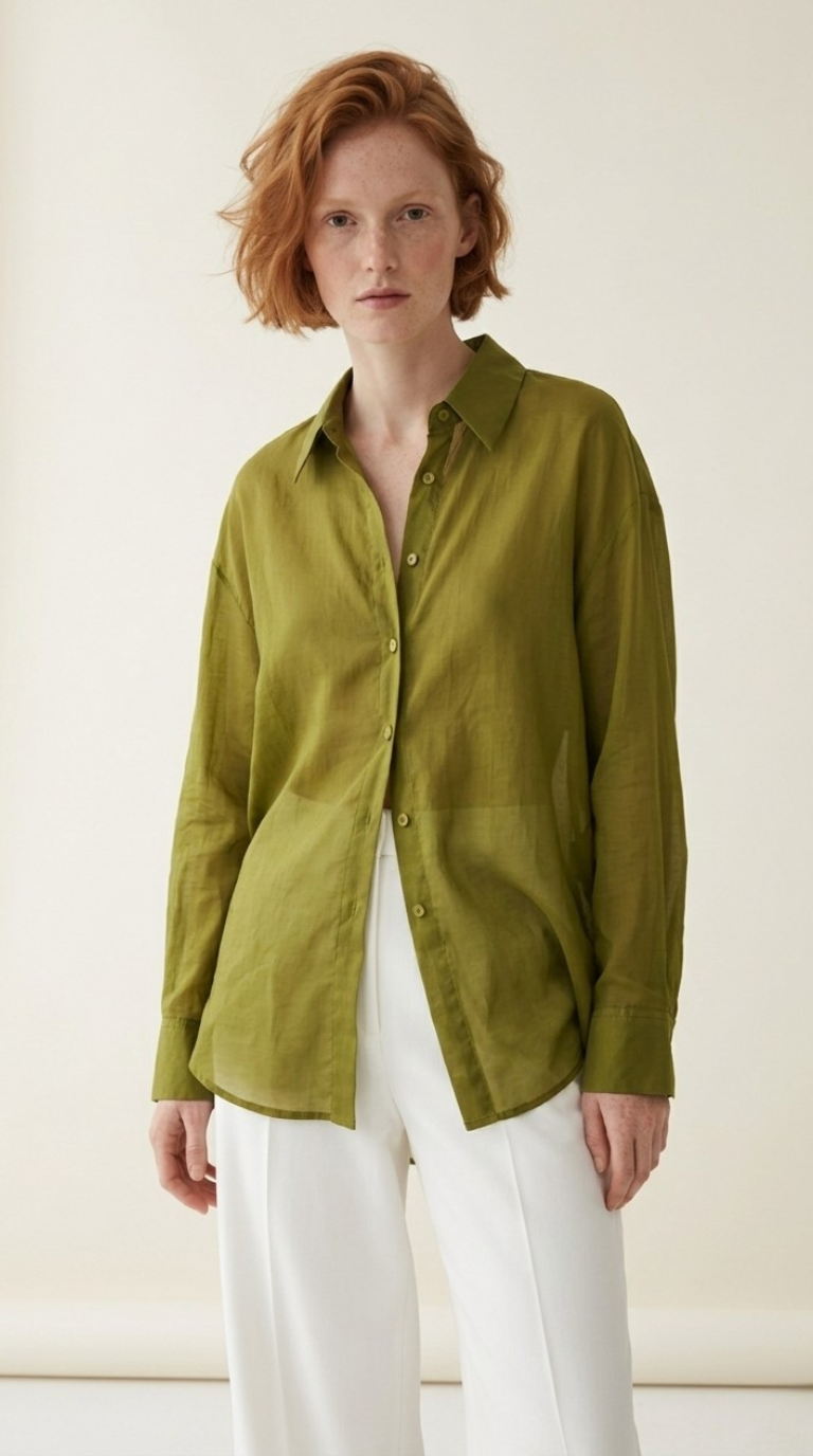 Diaphane Sheer Button-Down Shirt