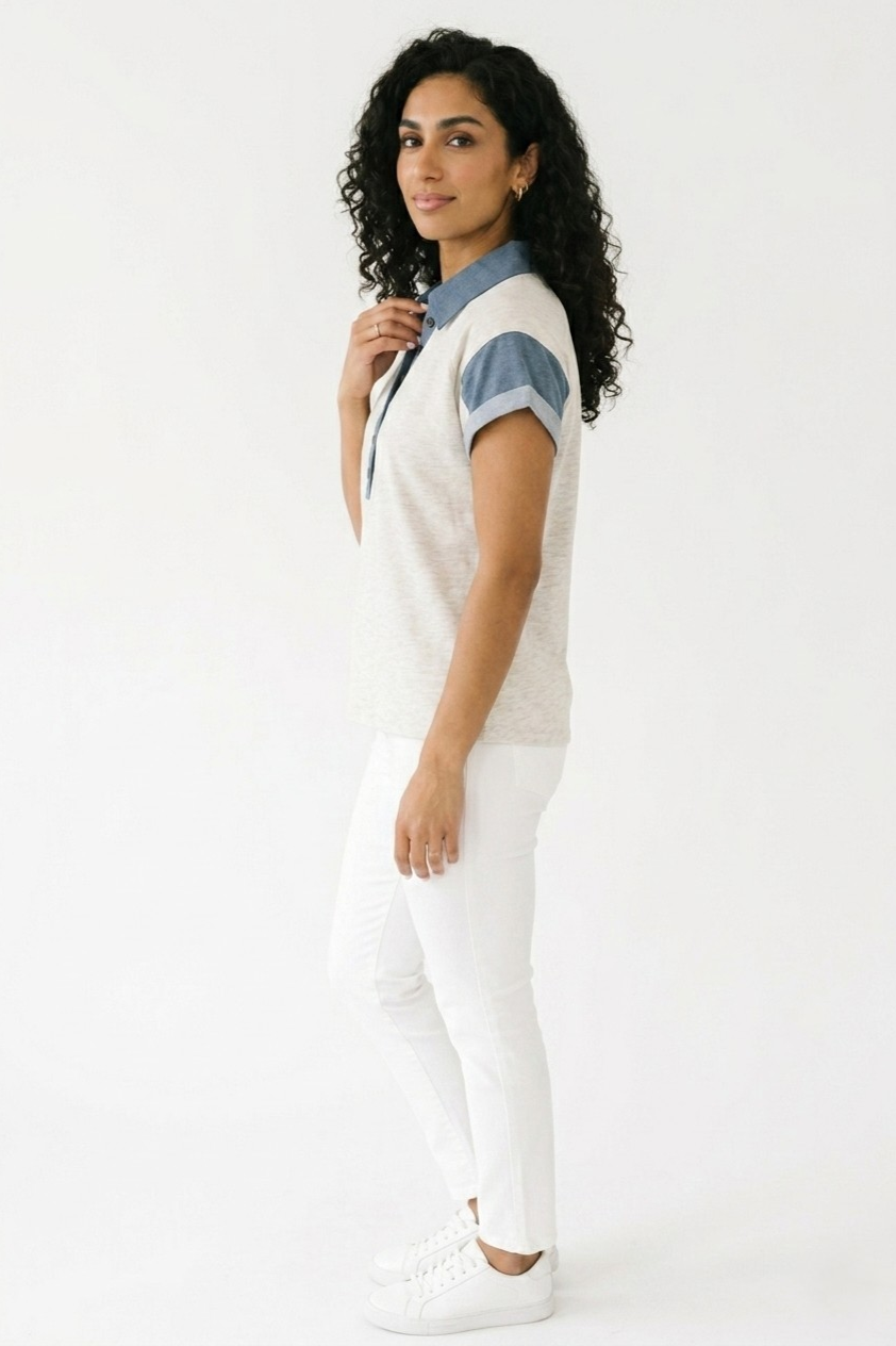 Colette Contrast Collar Henley