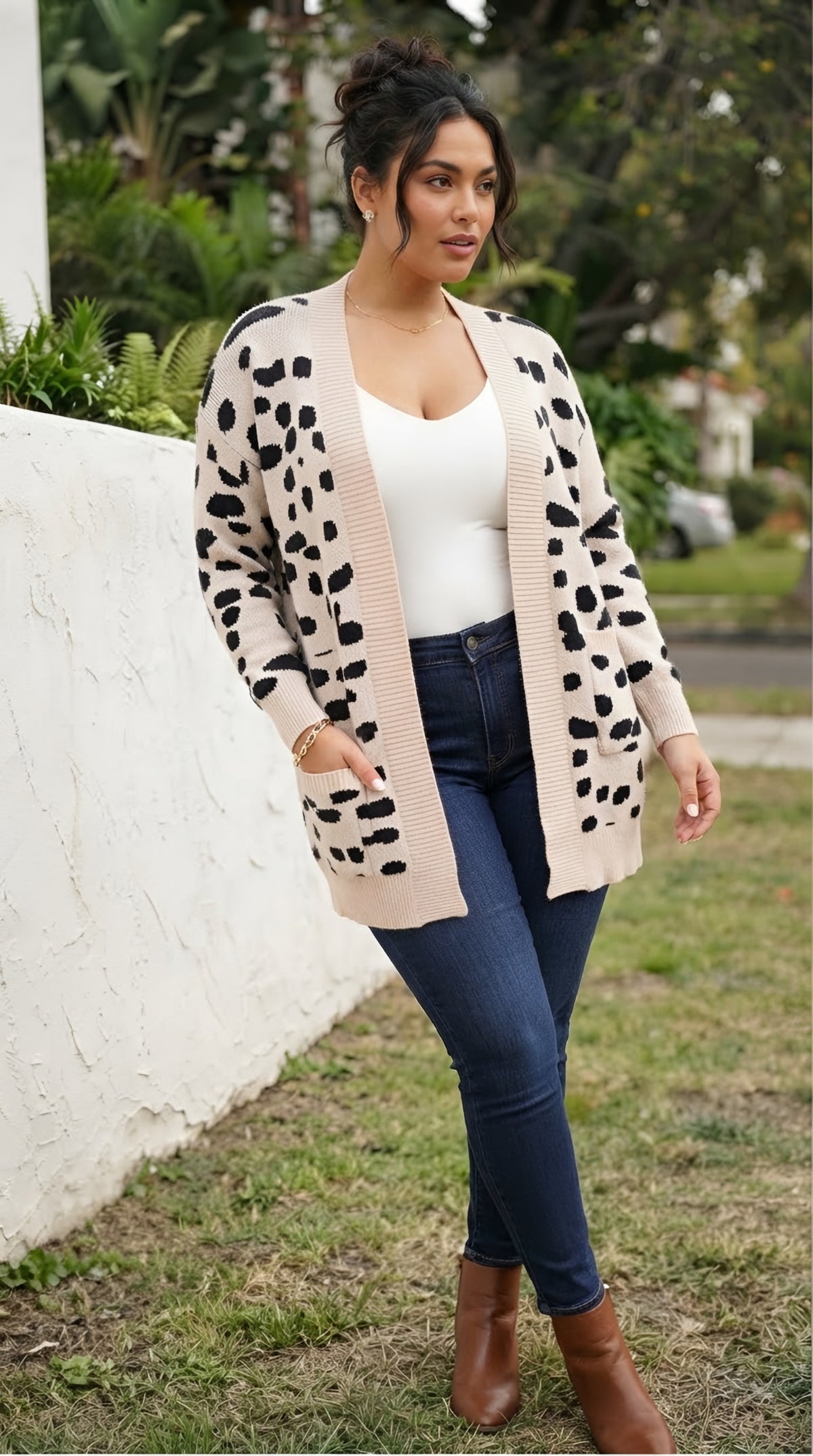 Tacheté Open Front Cardigan