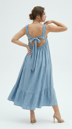 Azur Ruffled Strap Tencel Maxi Dress
