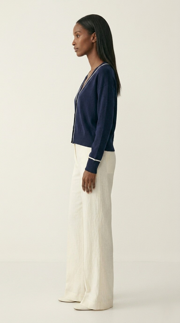 Contour Navy Contrast Trim Cardigan