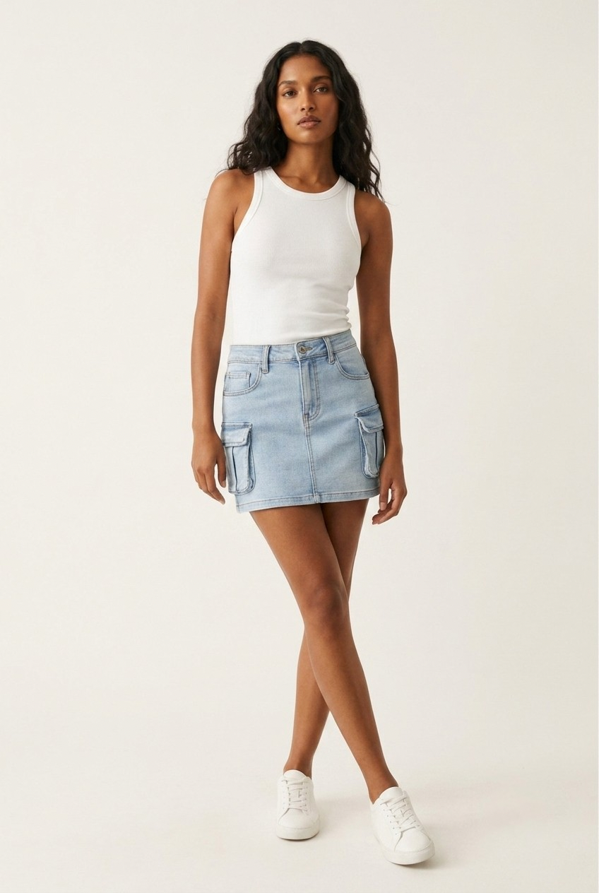 Cargue Denim Mini Skirt