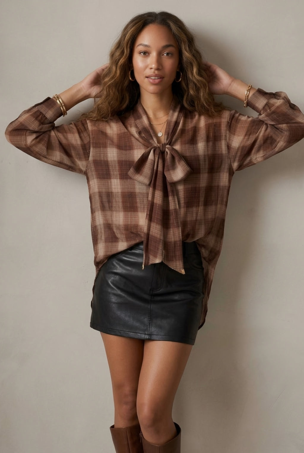 Carreaux Lurex Check Blouse
