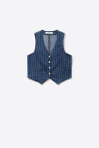 Rayure Pinstripe Denim Vest