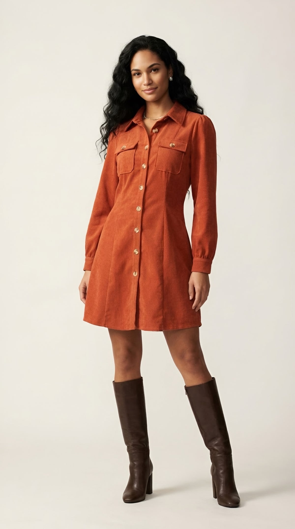 Sillage Corduroy Button-Down Dress