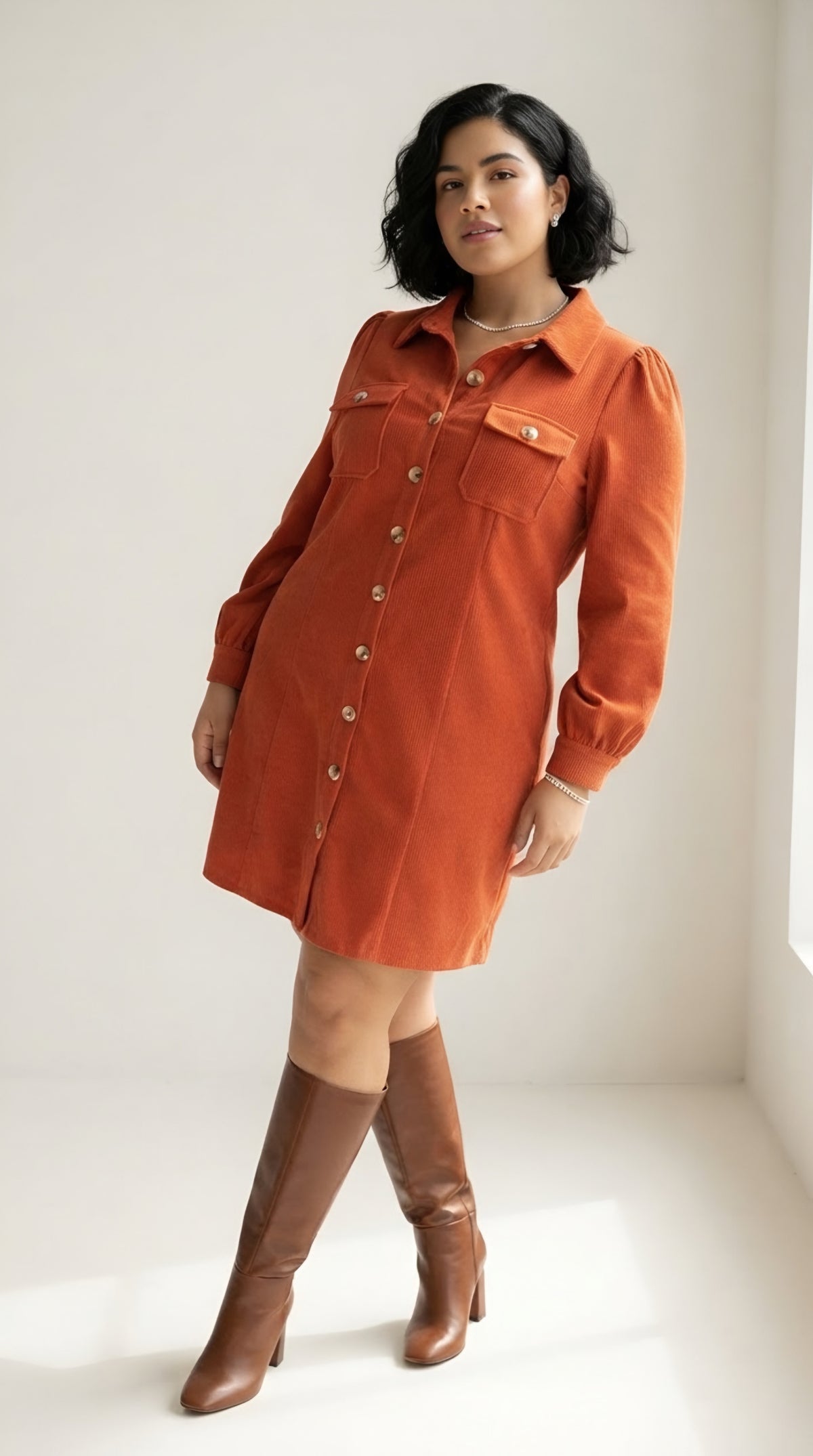 Sillage Corduroy Button-Down Dress