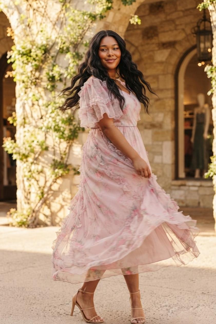 Colombe Flutter Sleeve Maxi Dress