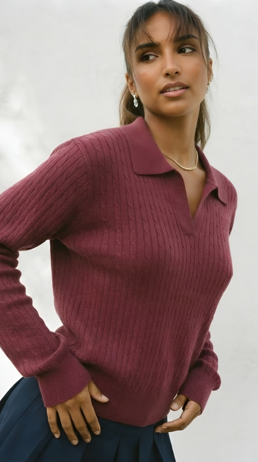 Câble Polo Knit Sweater