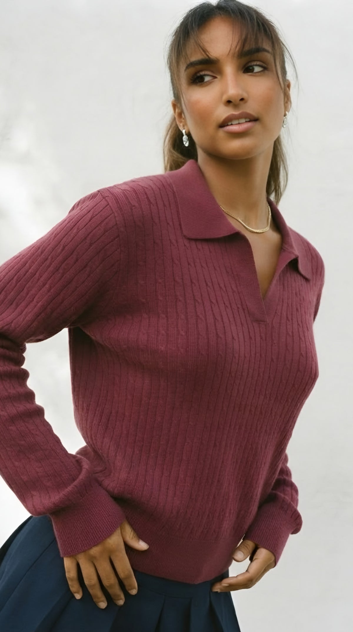 Câble Polo Knit Sweater