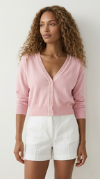 Contour Pink Contrast Trim Cardigan