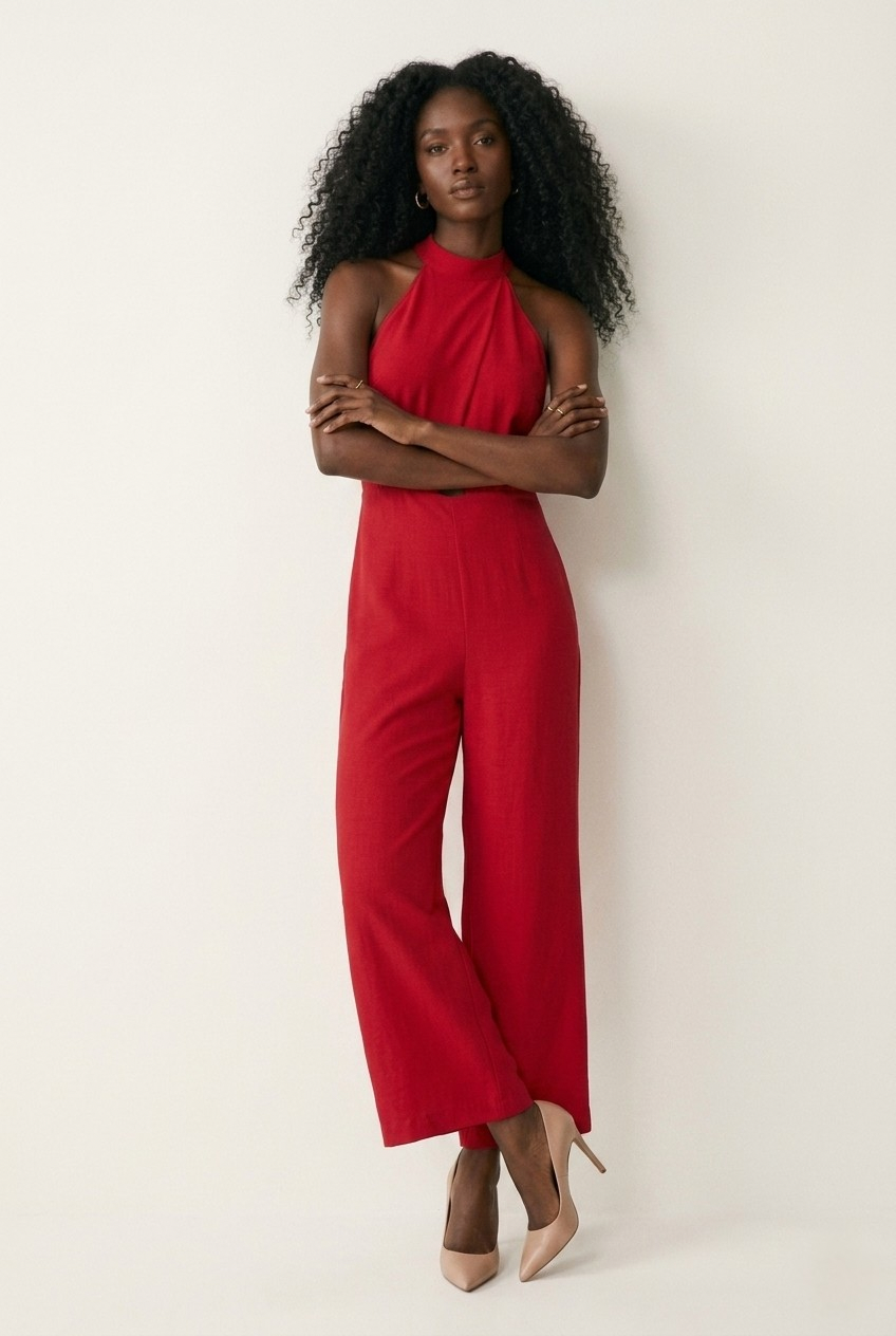 Croisé Halter Wide Leg Jumpsuit
