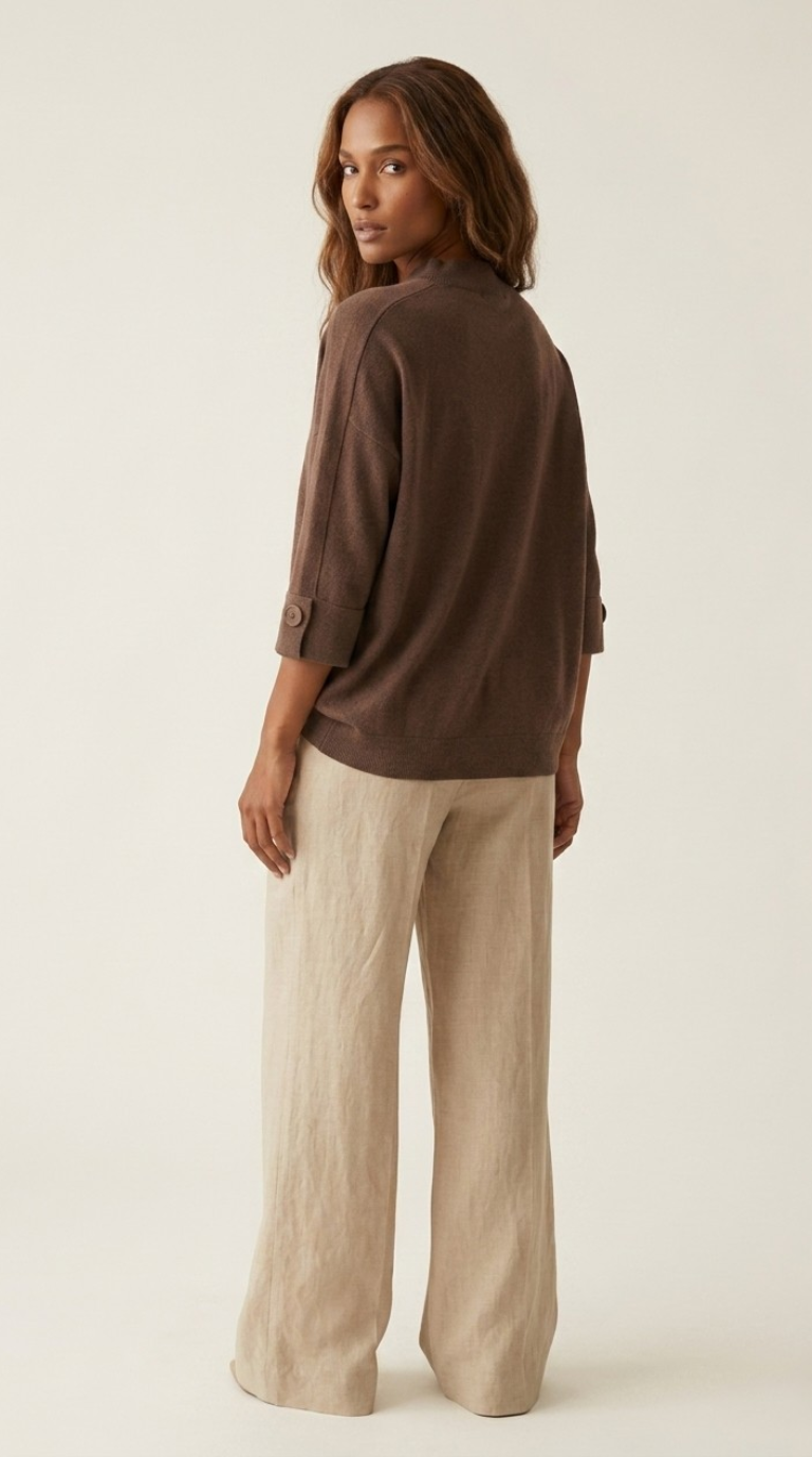 Nacelle Button Sleeve Knit Sweater