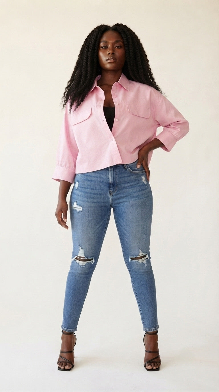 Bouton Cropped Pocket Shirt