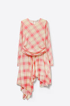Celeste Mesh Plaid Asymmetrical Dress