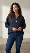 Dorée Denim Gold Trim Shirt