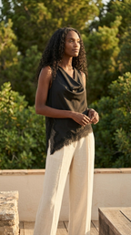 Asymétrie Satin Lace Top
