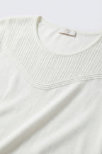 Nervuré White Cap Sleeve Knit Sweater