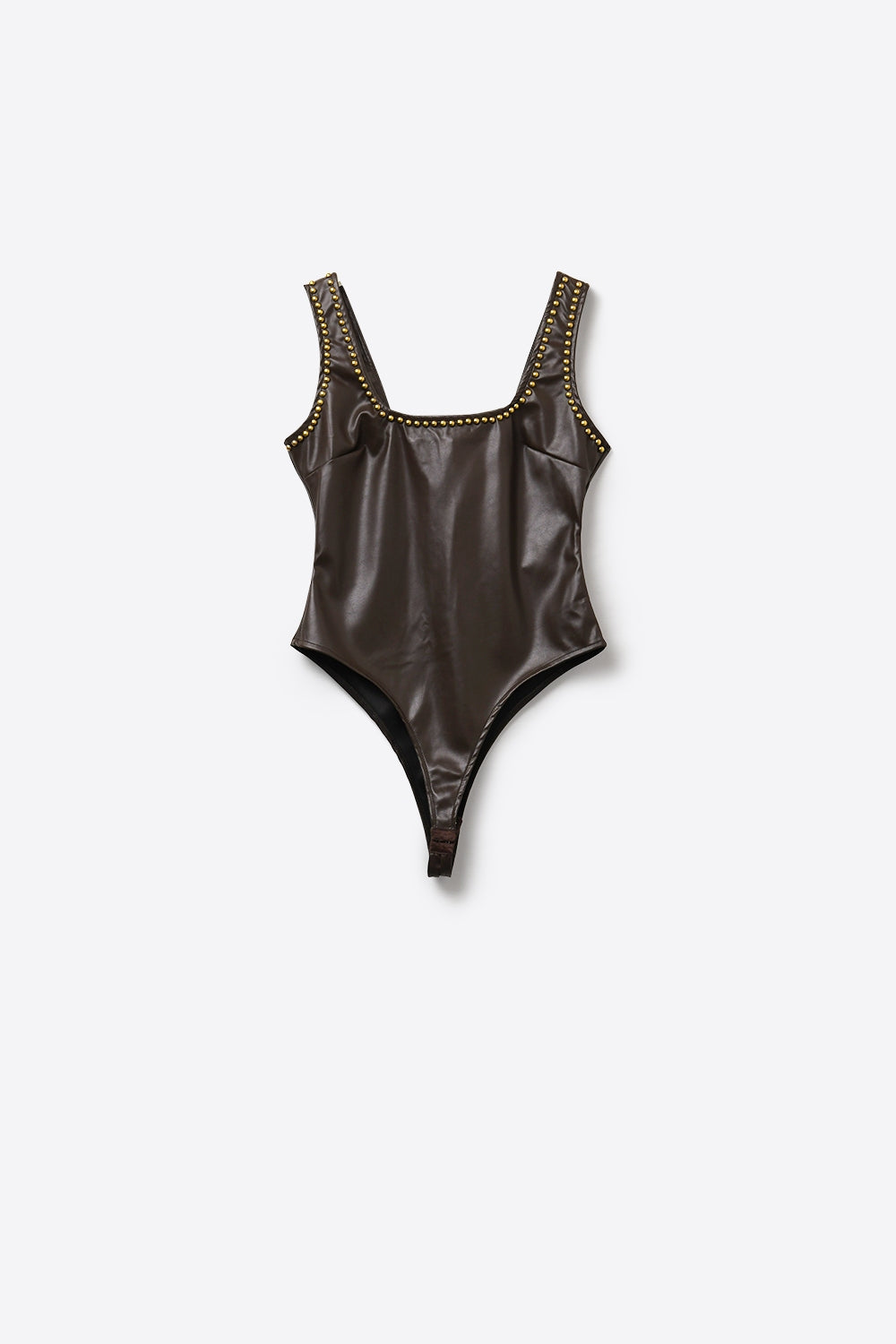 Clouté Faux Leather Bodysuit