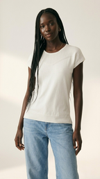 Nervuré White Cap Sleeve Knit Sweater