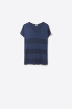 Onde Navy Stripe Texture Knit Sweater
