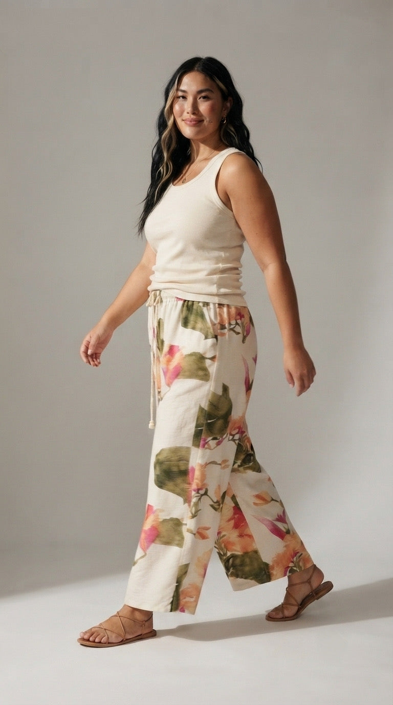 Aquarelle Floral Wide Leg Pants