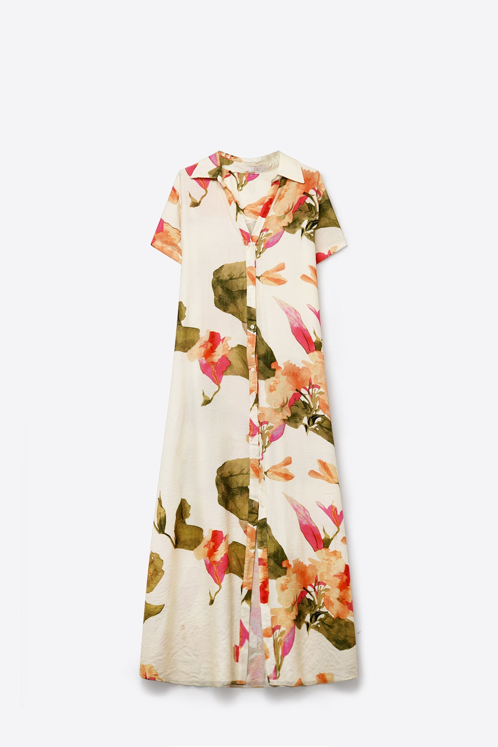 Aquarelle Floral Maxi Shirt Dress