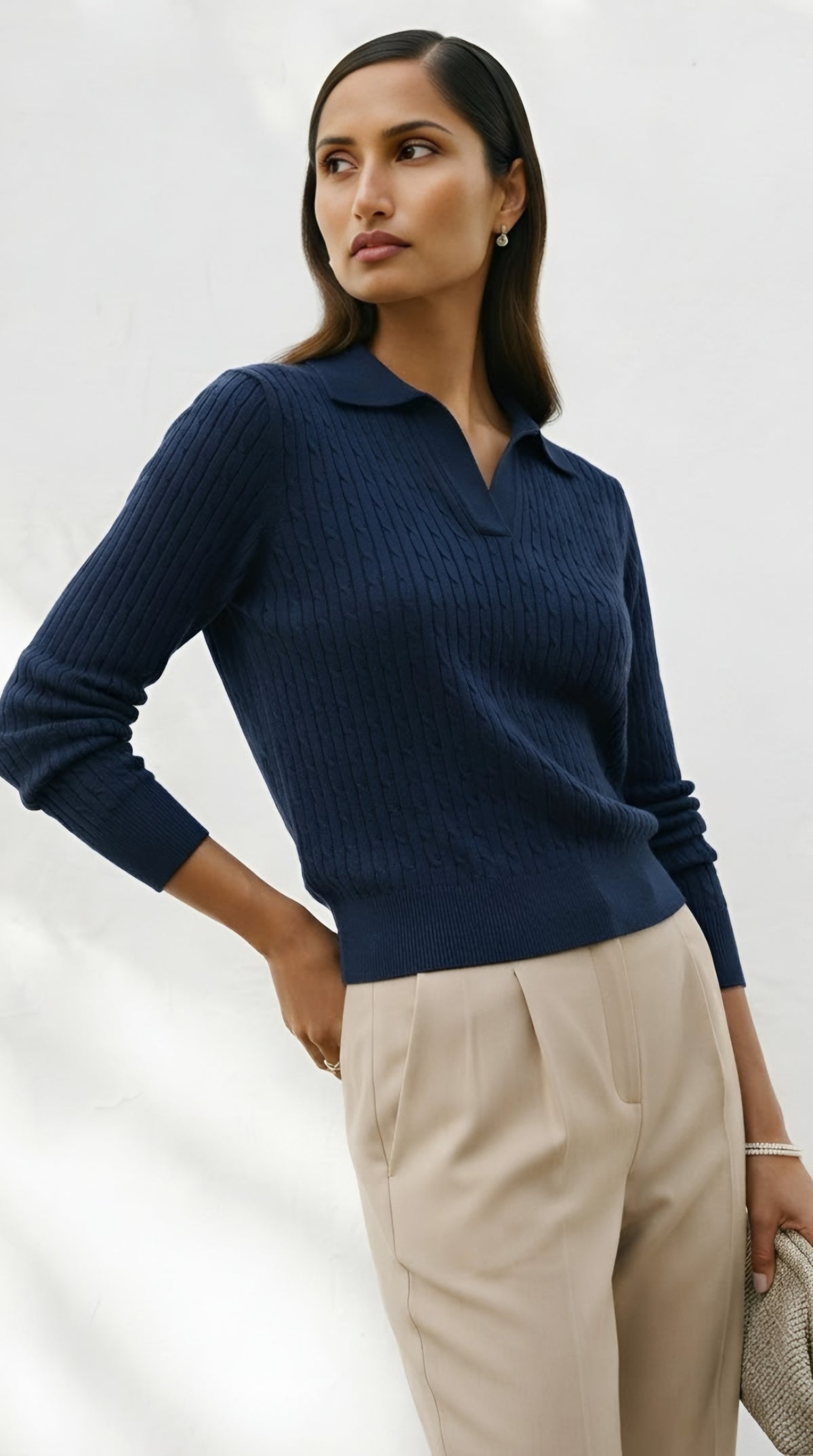 Câble Polo Knit Sweater