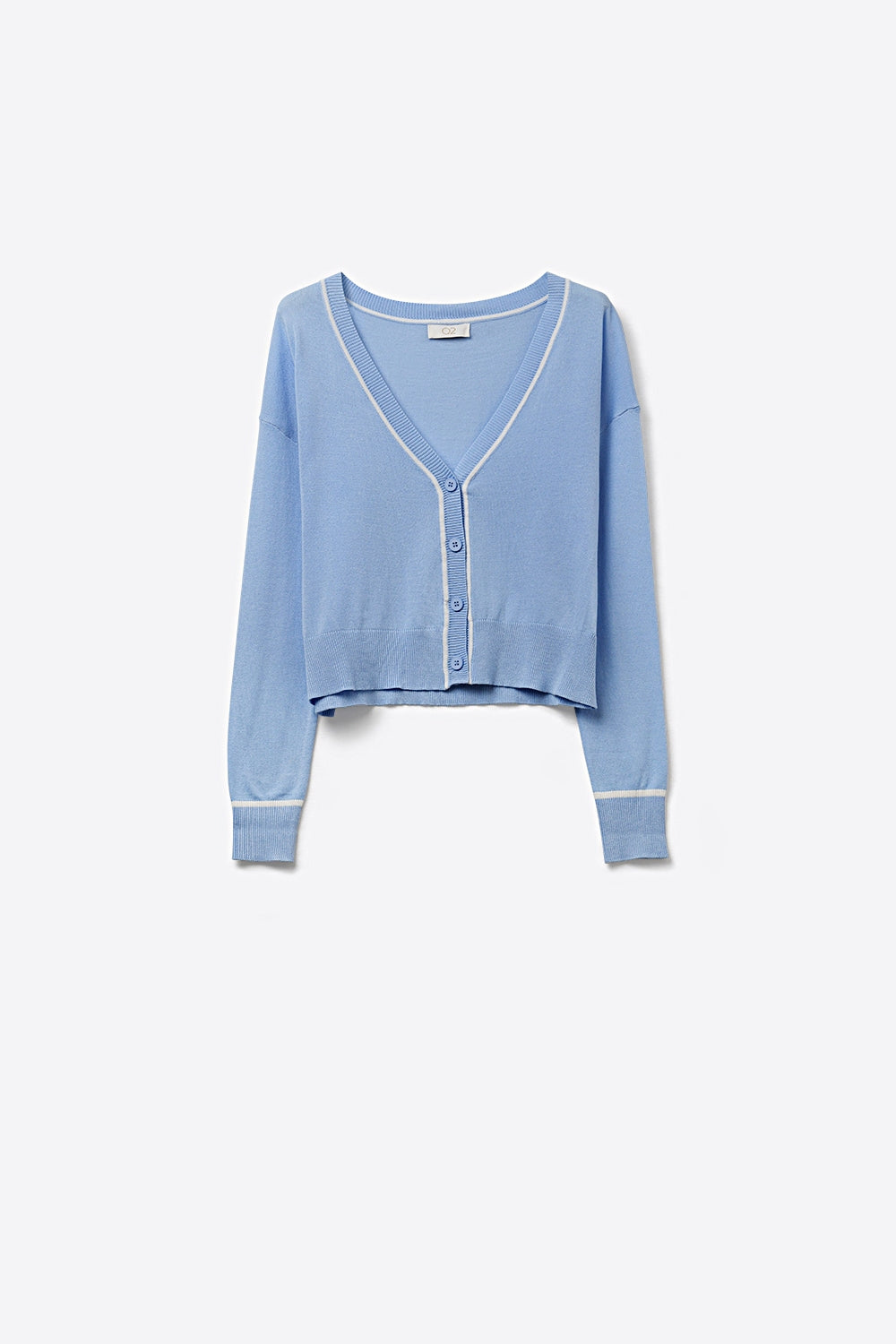 Contour Baby Blue Contrast Trim Cardigan