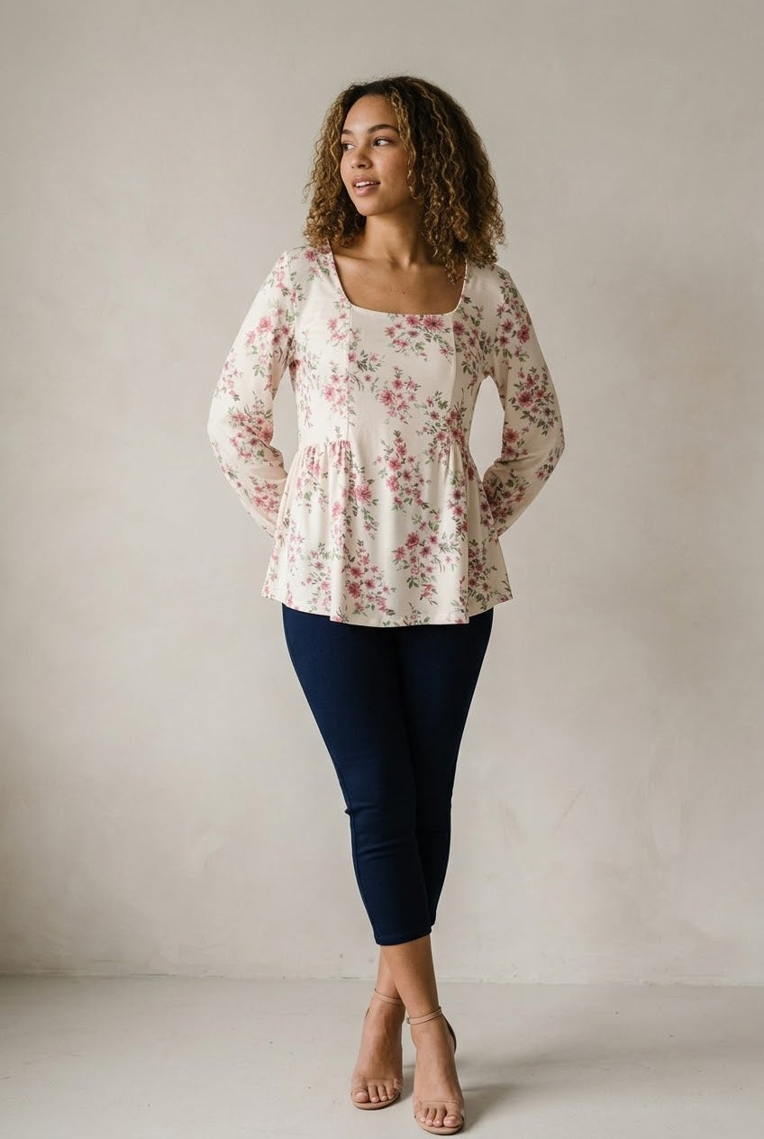 Cerisier Peplum Floral Blouse