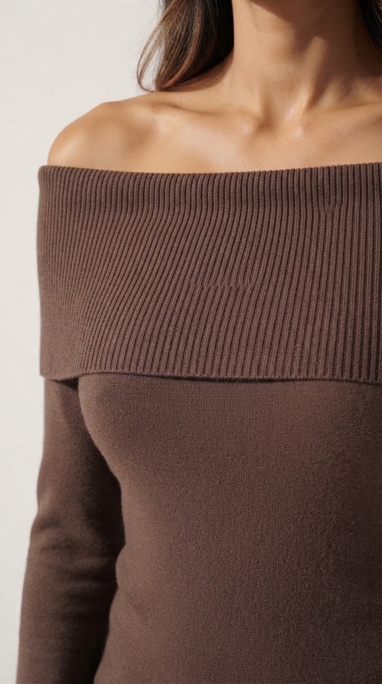Bardot Ribbed Off Shoulder Sweater
