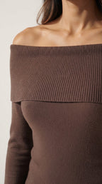 Bardot Ribbed Off Shoulder Sweater