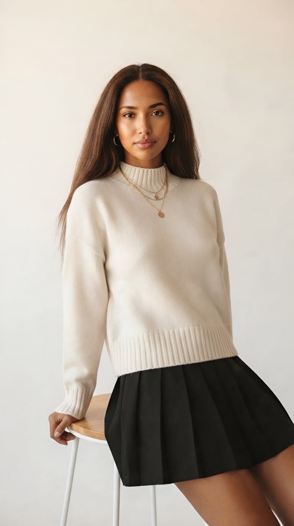 Tourelle High Collar Knit Sweater