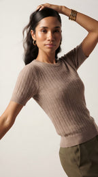 Câble Fine Knit Crew Neck