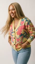 Bazart Jacquard Knit Cardigan