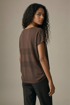 Onde Brown Stripe Texture Knit Sweater
