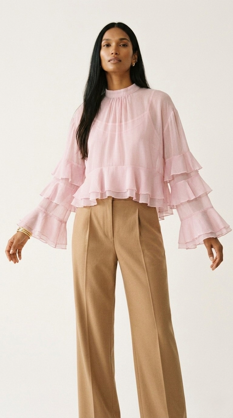 Volière Ruffle Chiffon Blouse