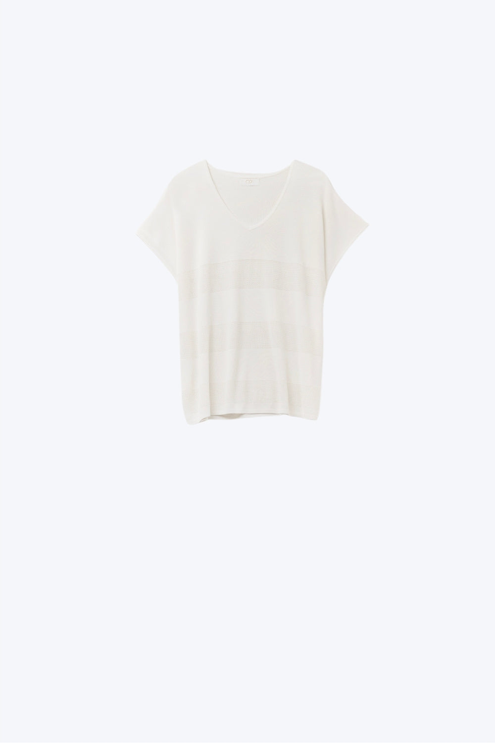 Onde White Stripe Texture Knit Sweater