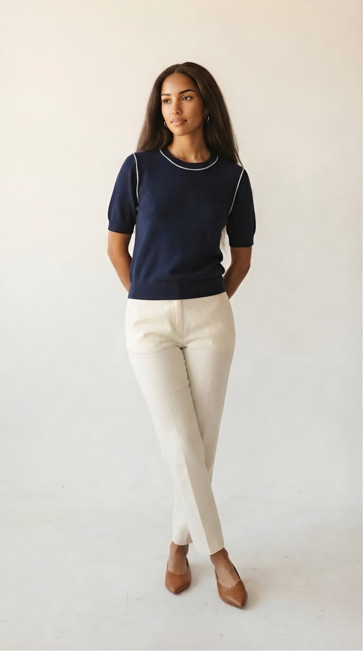 Nervuré Cap Sleeve Knit Sweater