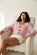 Paillette Fluffy Knit Cardigan