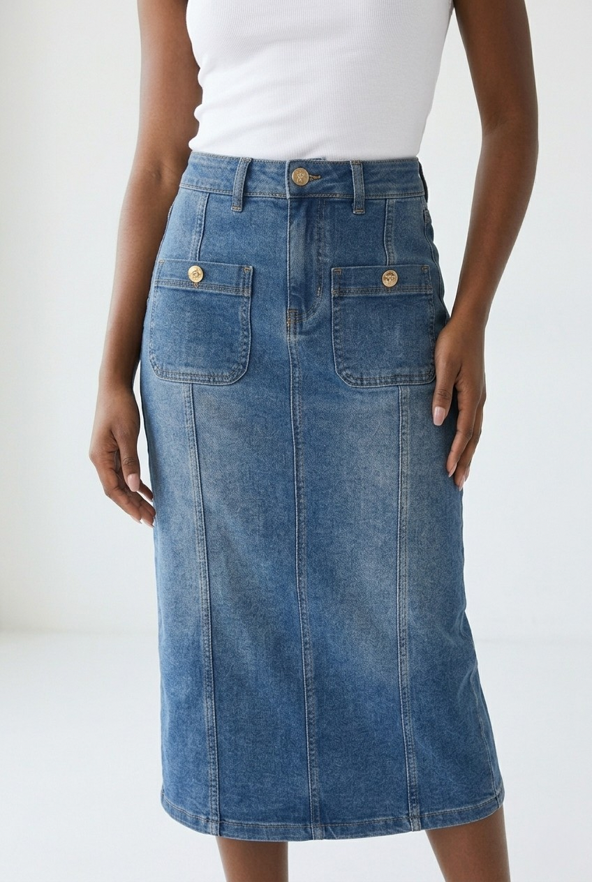 Brut Denim Midi Skirt