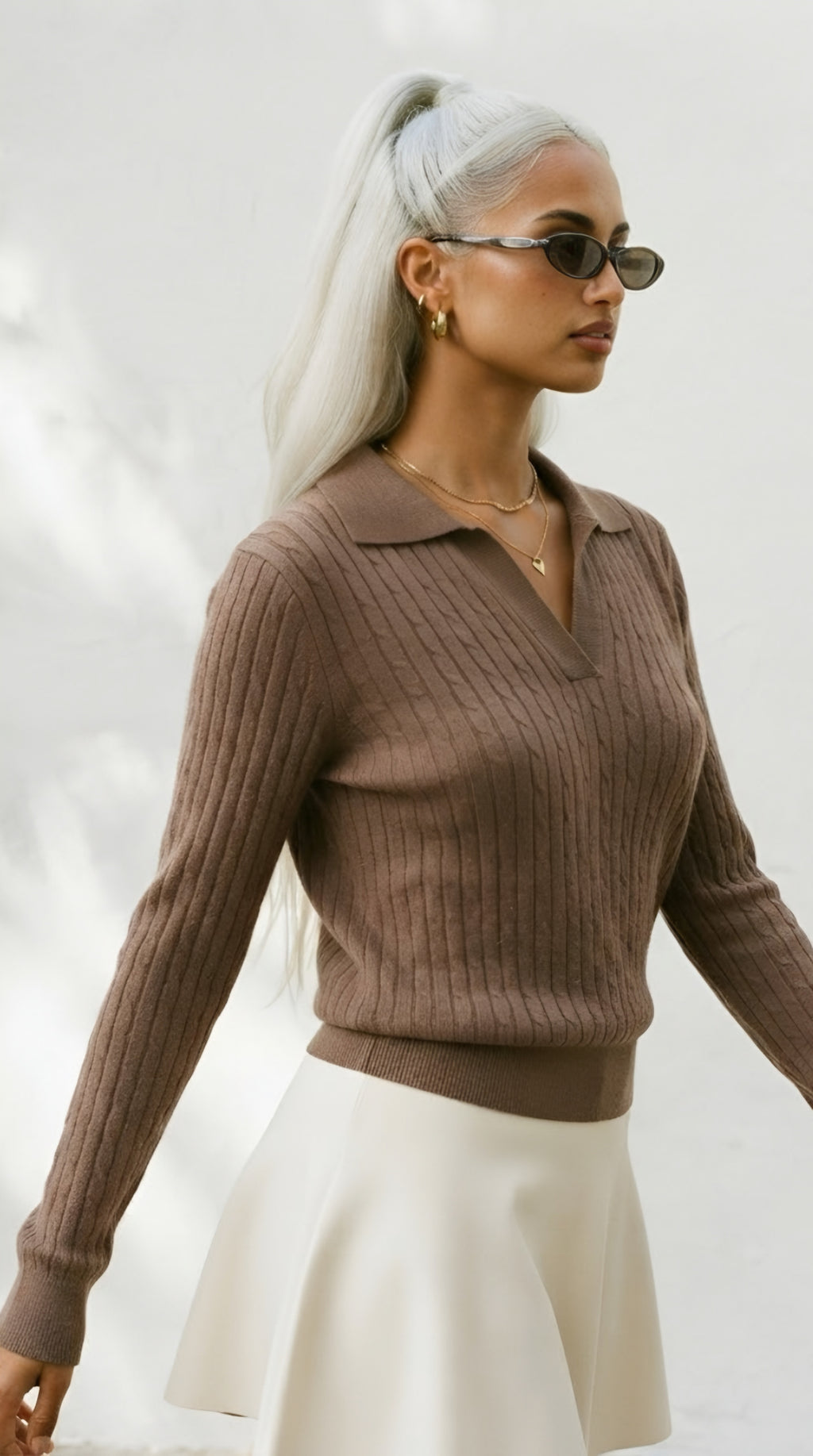 Câble Polo Knit Sweater
