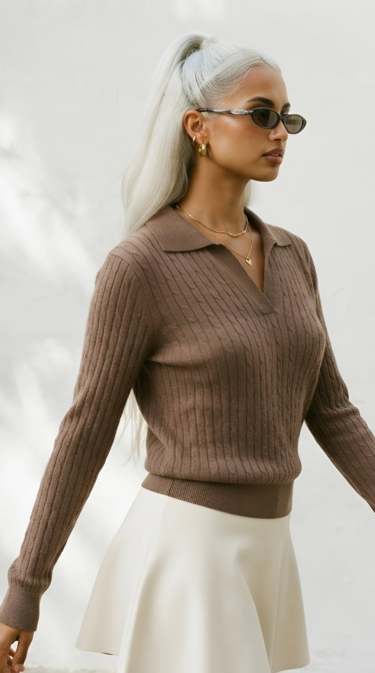 Câble Polo Knit Sweater