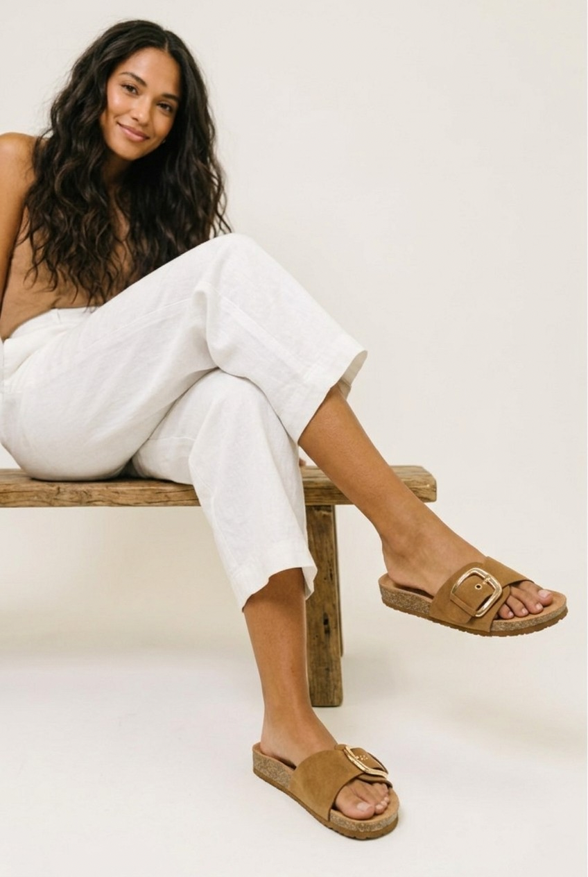 Sable Slip-On Buckle Sandal