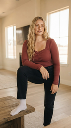 Grenat Gathered Ribbed Top