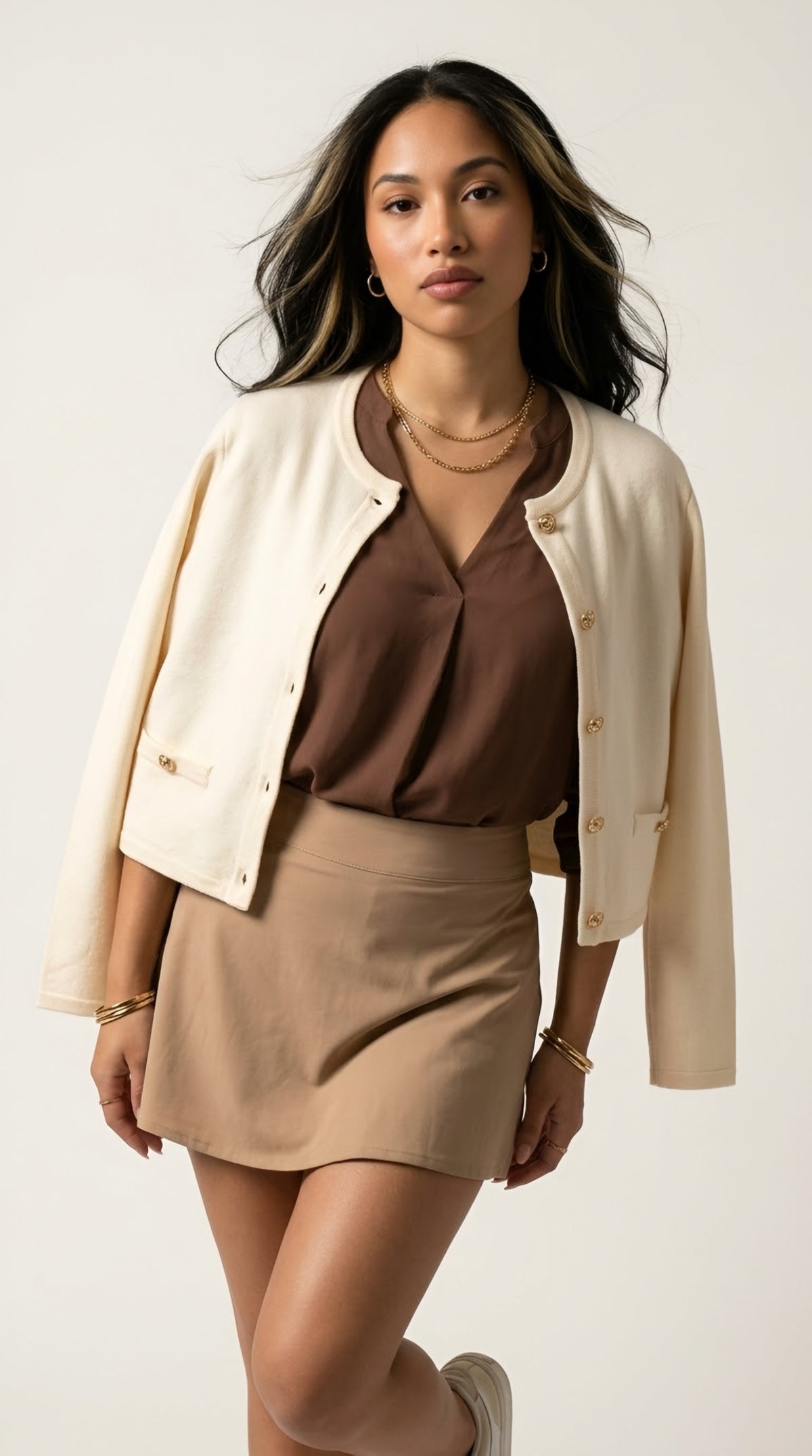Dorée Gold Button Cardigan