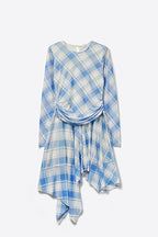 Celeste Mesh Plaid Asymmetrical Dress