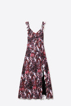 Sauvage Ruffle Trim Mesh Maxi Dress