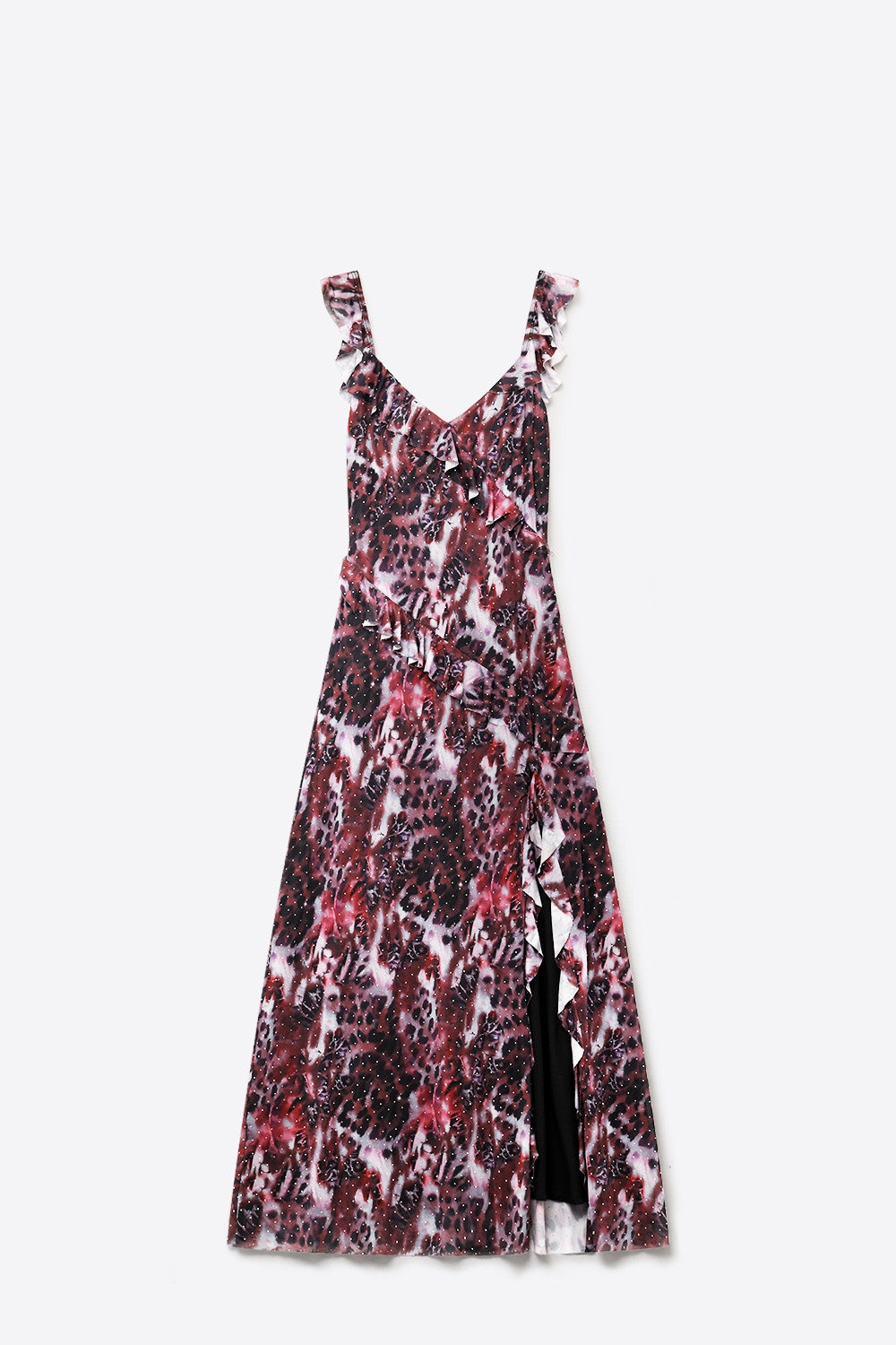 Sauvage Ruffle Trim Mesh Maxi Dress